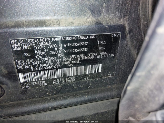 2T3L6RFV3MW017377 Toyota Rav4 Hybrid Le
