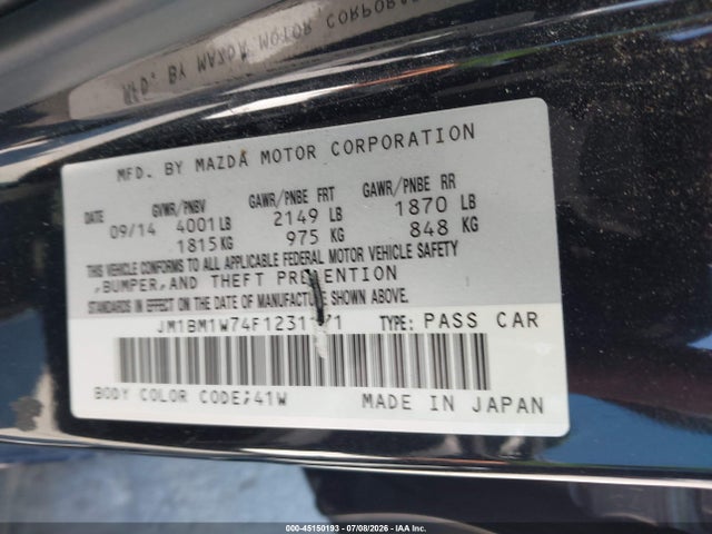 JM1BM1W74F1231171 Mazda Mazda3 I Grand Touring