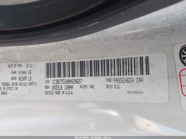 Aukcja sprzedaży 2011 Chrysler 200 Limited, vin: 1C3BC7EGXBN529657, numer aukcji: 45150202