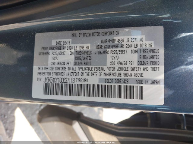 Aukcja sprzedaży 2016 Mazda Cx-5 Touring, vin: JM3KE4CY1G0637113, numer aukcji: 45150230