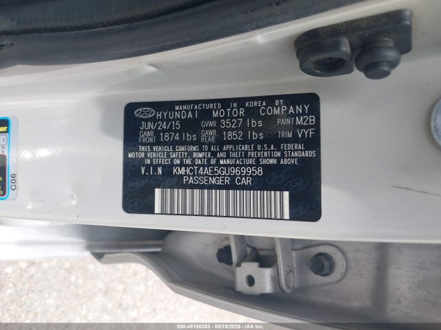 Auction sale of the 2016 Hyundai Accent Se, vin: KMHCT4AE5GU969958, lot number: 45150263