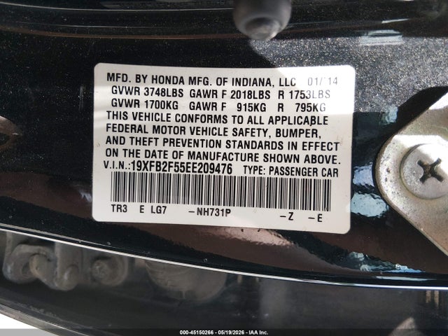 Продажа на аукционе авто 2014 Honda Civic Lx, vin: 19XFB2F55EE209476, номер лота: 45150266