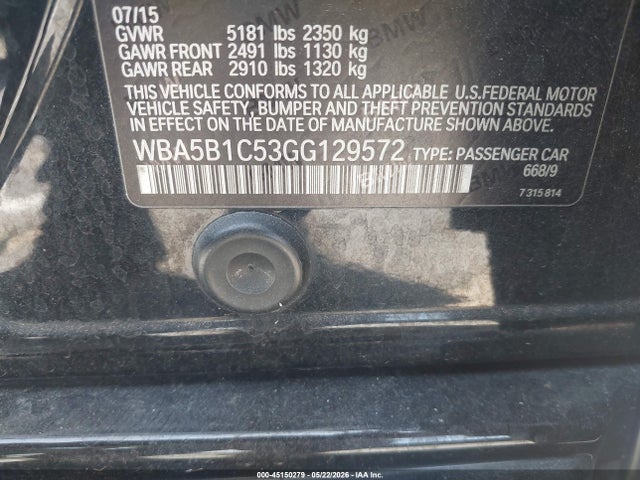 BMW 535i 2016 WBA5B1C53GG129572 Image 9