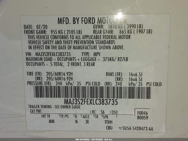 Ford ECOSPORT S 2020 MAJ3S2FEXLC383735 Image 9