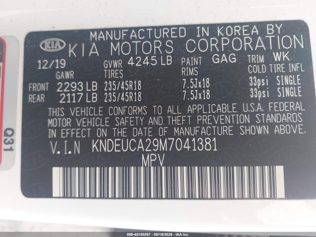Продаж на аукціоні авто 2021 Kia Seltos S Turbo, vin: KNDEUCA29M7041381, номер лоту: 45150287