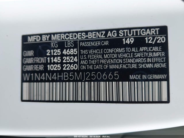 W1N4N4HB5MJ250665 Mercedes-Benz Gla 250 4matic