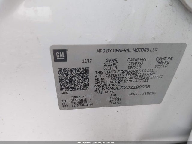 Продаж на аукціоні авто 2018 Gmc Acadia Slt-1, vin: 1GKKNULSXJZ180006, номер лоту: 45150298