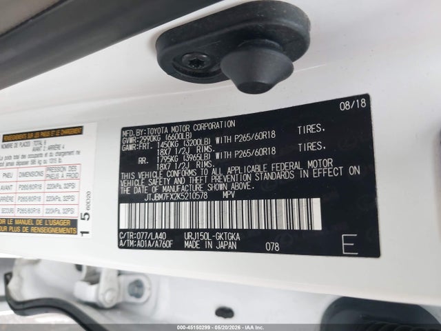 Aukcja sprzedaży 2019 Lexus Gx 460 Premium, vin: JTJBM7FX2K5210578, numer aukcji: 45150299