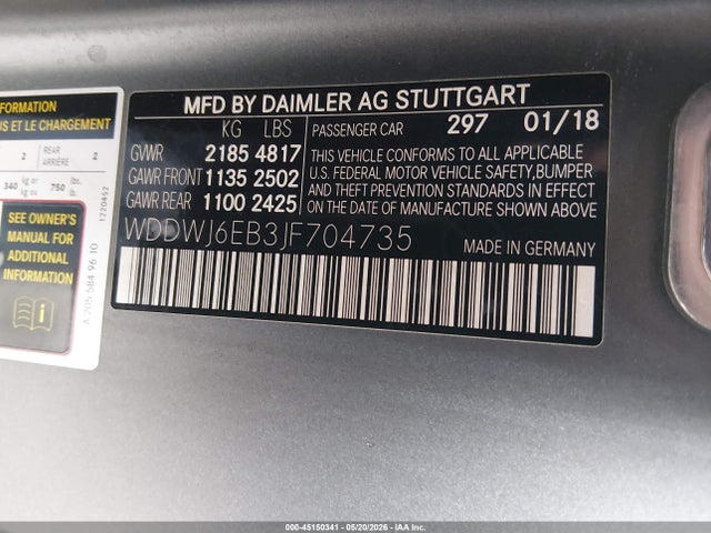 Продаж на аукціоні авто 2018 Mercedes-benz Amg C 43 4matic, vin: WDDWJ6EB3JF704735, номер лоту: 45150341