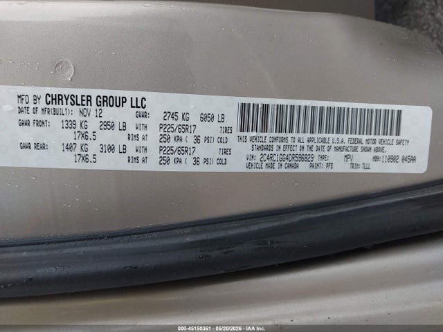 Aukcja sprzedaży 2013 Chrysler Town & Country Limited, vin: 2C4RC1GG4DR596829, numer aukcji: 45150361