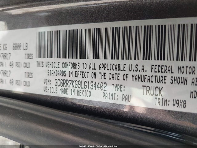 Aukcja sprzedaży 2020 Ram 1500 Classic Tradesman  4x4 5'7 Box, vin: 3C6RR7KG9LG134402, numer aukcji: 45150408