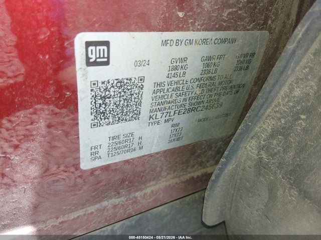 Продаж на аукціоні авто 2024 Chevrolet Trax Fwd Sp, vin: KL77LFE28RC245639, номер лоту: 45150424
