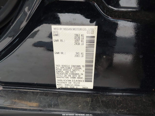 1N4BL4CV3NN354903 Nissan Altima Sr Fwd