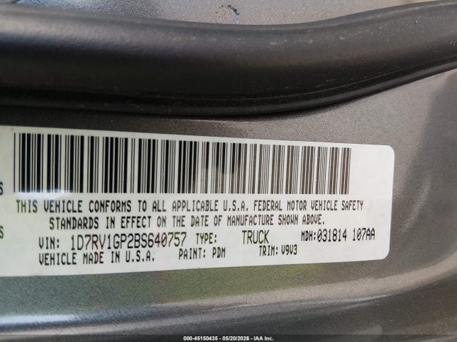 Продажа на аукционе авто 2011 Ram Ram 1500 Slt, vin: 1D7RV1GP2BS640757, номер лота: 45150435