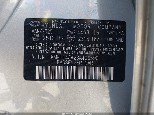 Hyundai Sonata Sel Convenience 2025 KMHL14JA2SA496596 Image 9