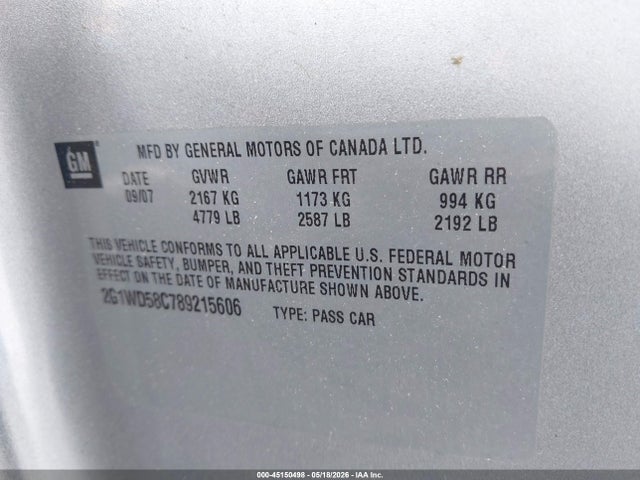 Aukcja sprzedaży 2008 Chevrolet Impala Ss, vin: 2G1WD58C789215606, numer aukcji: 45150498