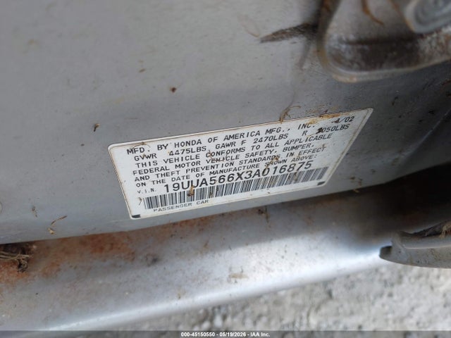 45150550 :رقم المزاد ، 19UUA566X3A016875 vin ، 2003 Acura 3.2tl مزاد بيع