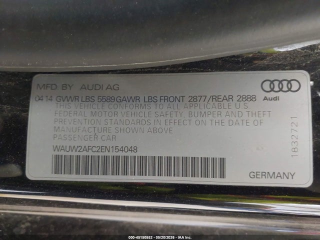 Продажа на аукционе авто 2014 Audi S7 4.0t Prestige, vin: WAUW2AFC2EN154048, номер лота: 45150552