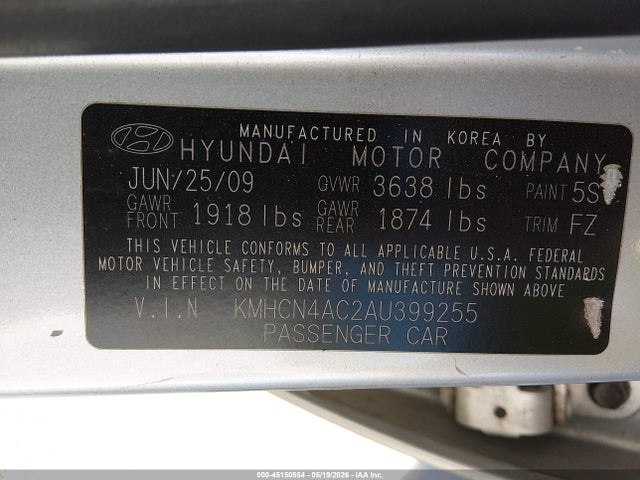 Продаж на аукціоні авто 2010 Hyundai Accent Gls, vin: KMHCN4AC2AU399255, номер лоту: 45150554