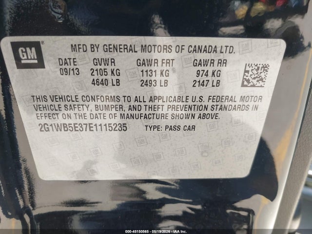 Aukcja sprzedaży 2014 Chevrolet Impala Limited Lt, vin: 2G1WB5E37E1115235, numer aukcji: 45150565