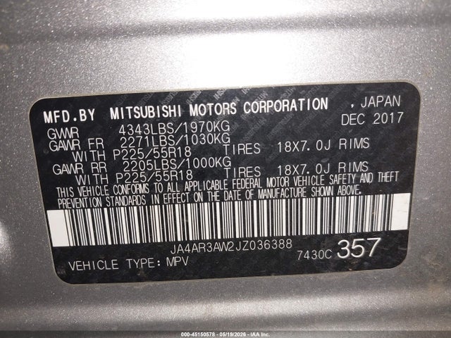 JA4AR3AW2JZ036388 Mitsubishi Outlander Sport 2.4 Se