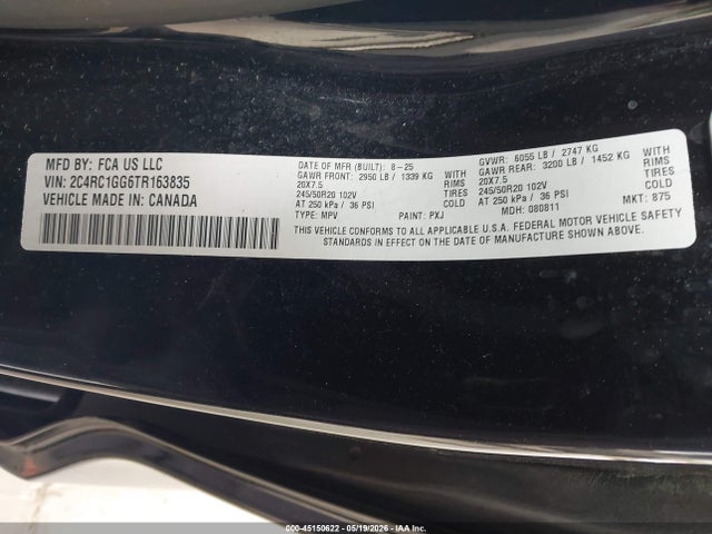 Продажа на аукционе авто 2026 Chrysler Pacifica Limited, vin: 2C4RC1GG6TR163835, номер лота: 45150622