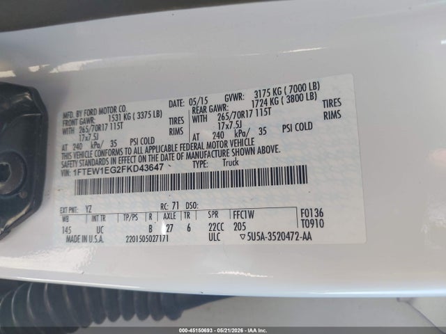 Ford F-150 Xlt 2015 1FTEW1EG2FKD43647 Image 9