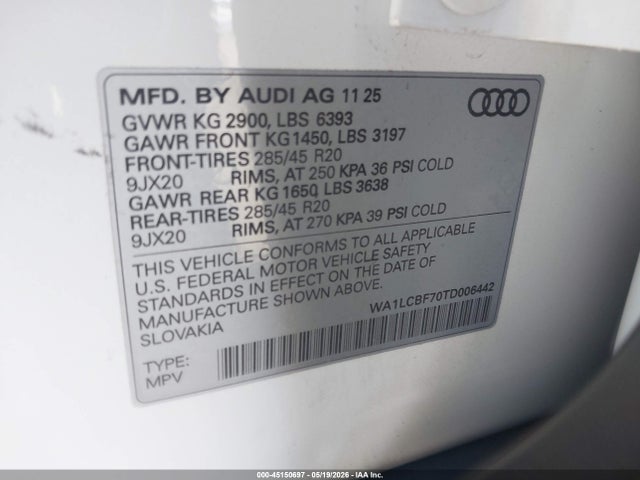 WA1LCBF70TD006442 Audi Q7 Premium Plus 45 Tfsi Quattro Tiptronic