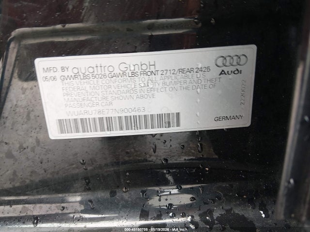 Aukcja sprzedaży 2007 Audi Rs 4 4.2l, vin: WUARU78E77N900463, numer aukcji: 45150705