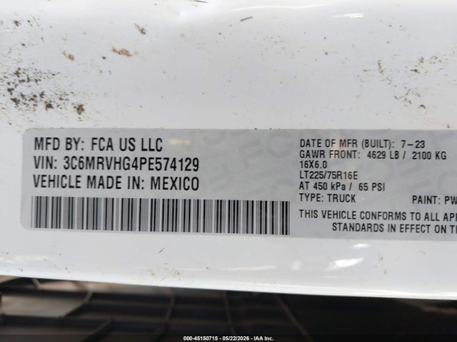 Aukcja sprzedaży 2023 Ram Promaster 3500, vin: 3C6MRVHG4PE574129, numer aukcji: 45150715