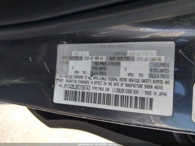 45150746 :رقم المزاد ، JM1CW2BL9E0168743 vin ، 2014 Mazda Mazda5 Sport مزاد بيع