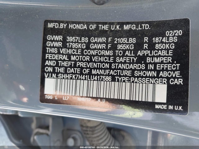 Honda Civic Sport 2020 SHHFK7H41LU417586 Image 9