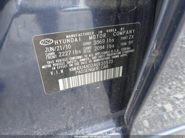 Продаж на аукціоні авто 2010 Hyundai Elantra Gls, vin: KMHDU4AD2AU133573, номер лоту: 45150802