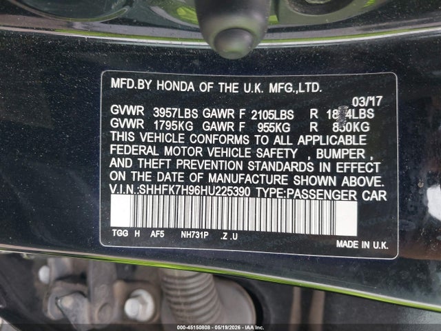 SHHFK7H96HU225390 Honda Civic Sport Touring