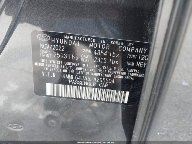 Aukcja sprzedaży 2023 Hyundai Sonata Sel, vin: KMHL64JA6PA295504, numer aukcji: 45150810