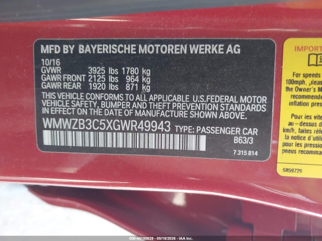 Продажа на аукционе авто 2016 Mini Countryman Cooper, vin: WMWZB3C5XGWR49943, номер лота: 45150829