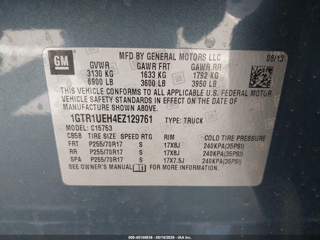 2014 Gmc Sierra 1500 Sle მანქანა იყიდება აუქციონზე, vin: 1GTR1UEH4EZ129761, აუქციონის ნომერი: 45150836
