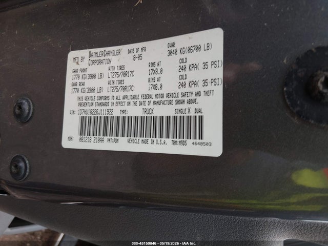 Продажа на аукционе авто 2006 Dodge Ram 1500 Slt/trx4 Off Road/sport, vin: 1D7HU18226J111922, номер лота: 45150846