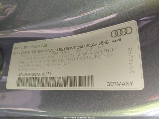 Продаж на аукціоні авто 2013 Audi A5 2.0t Premium, vin: WAUJFAFH9DN018251, номер лоту: 45150852