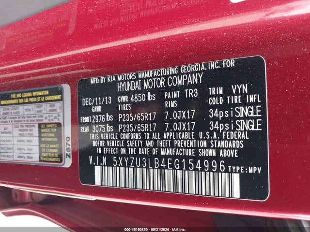 Продаж на аукціоні авто 2014 Hyundai Santa Fe Sport 2.4l, vin: 5XYZU3LB4EG154996, номер лоту: 45150859