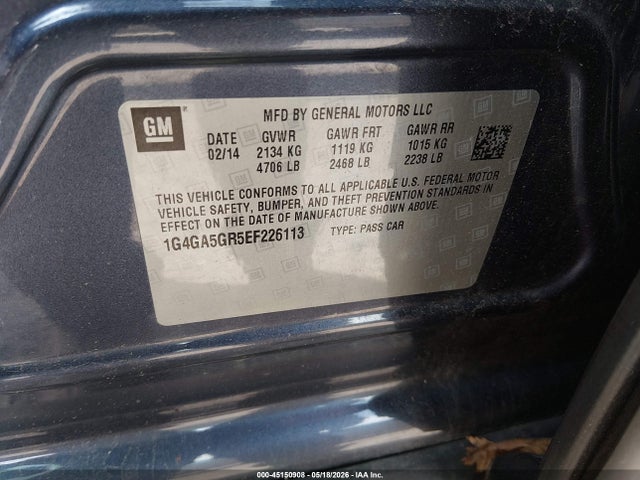 Продаж на аукціоні авто 2014 Buick Lacrosse, vin: 1G4GA5GR5EF226113, номер лоту: 45150908