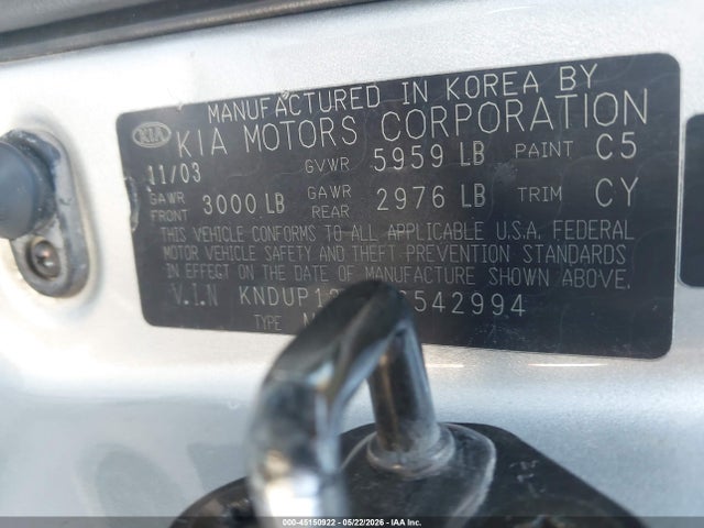 45150922 :رقم المزاد ، KNDUP131346542994 vin ، 2004 Kia Sedona Ex/lx مزاد بيع