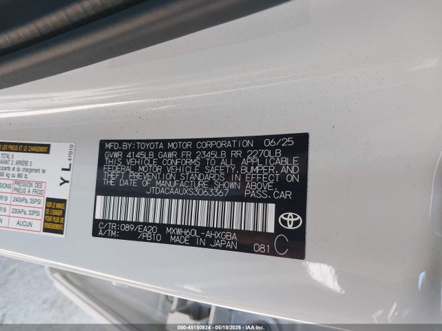 Aukcja sprzedaży 2025 Toyota Prius Xle, vin: JTDACAAUXS3063367, numer aukcji: 45150924
