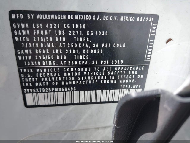 3VVEX7B25PM356493 Volkswagen Taos 1.5t Se