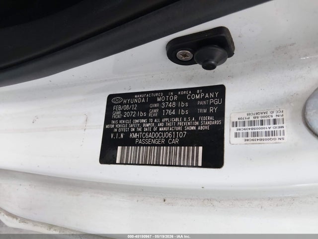 Продаж на аукціоні авто 2012 Hyundai Veloster Base W/red/black, vin: KMHTC6AD0CU061107, номер лоту: 45150967