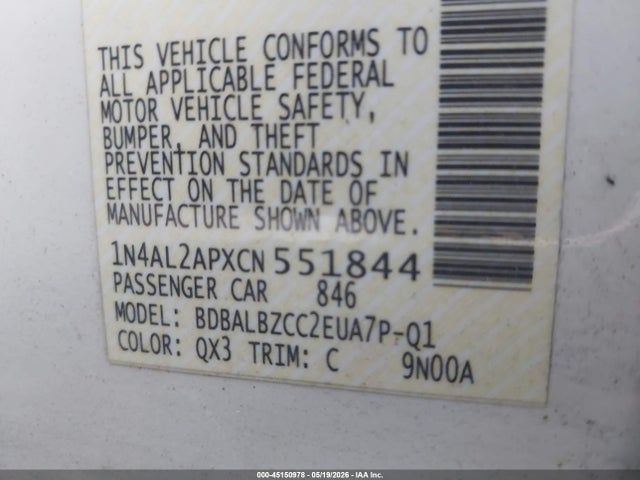 Aukcja sprzedaży 2012 Nissan Altima 2.5 S, vin: 1N4AL2APXCN551844, numer aukcji: 45150978