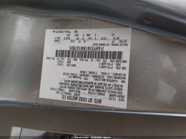Продаж на аукціоні авто 2008 Ford Focus Se/ses, vin: 1FAHP35N18W107805, номер лоту: 45151004