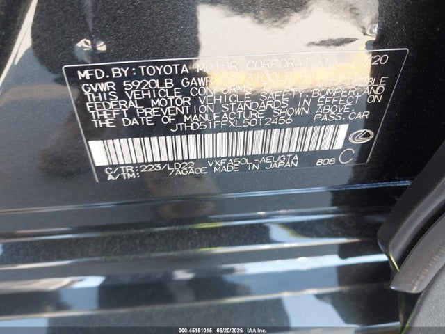 Lexus Ls 500 2020 JTHD51FFXL5012456 Image 9