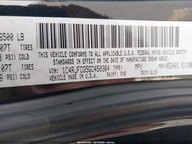 1C4RJFCG5GC450364 Jeep Grand Cherokee Overland
