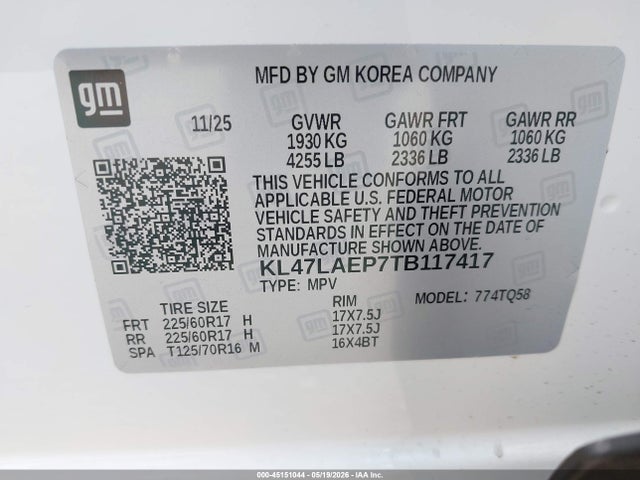 Aukcja sprzedaży 2026 Buick Envista Preferred Fwd, vin: KL47LAEP7TB117417, numer aukcji: 45151044